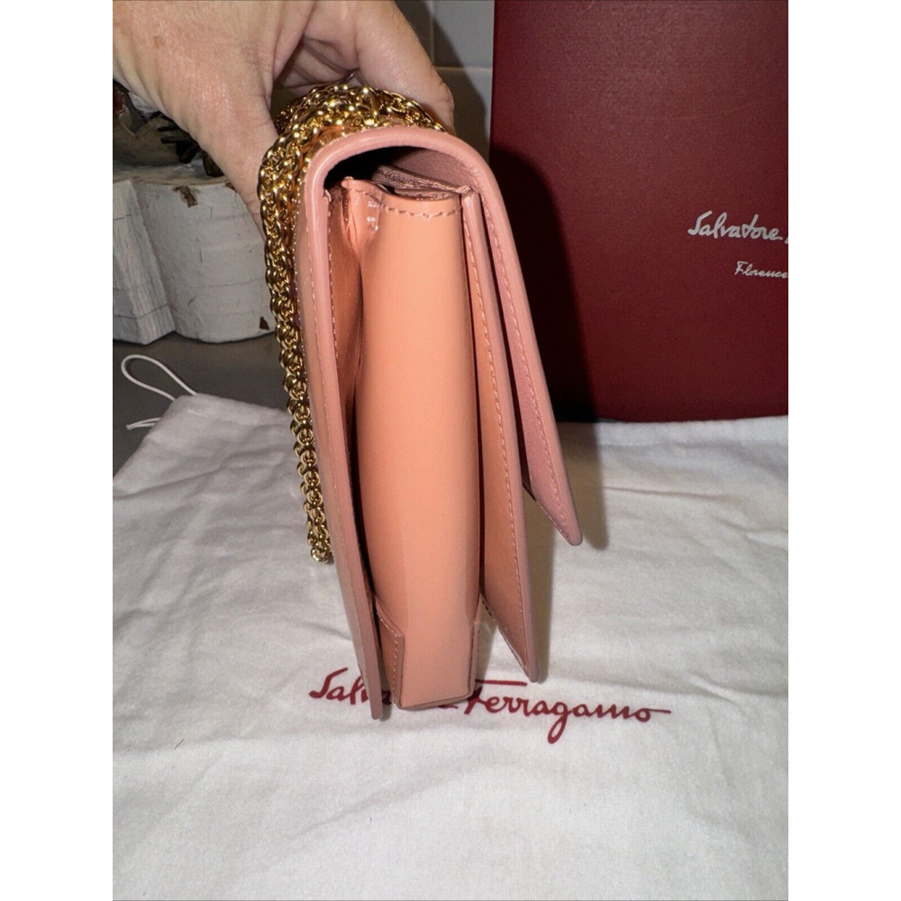 Auth Salvatore Ferragamo Handbag Shoulder Bag Pink Patent Leather - Picture 10 of 16